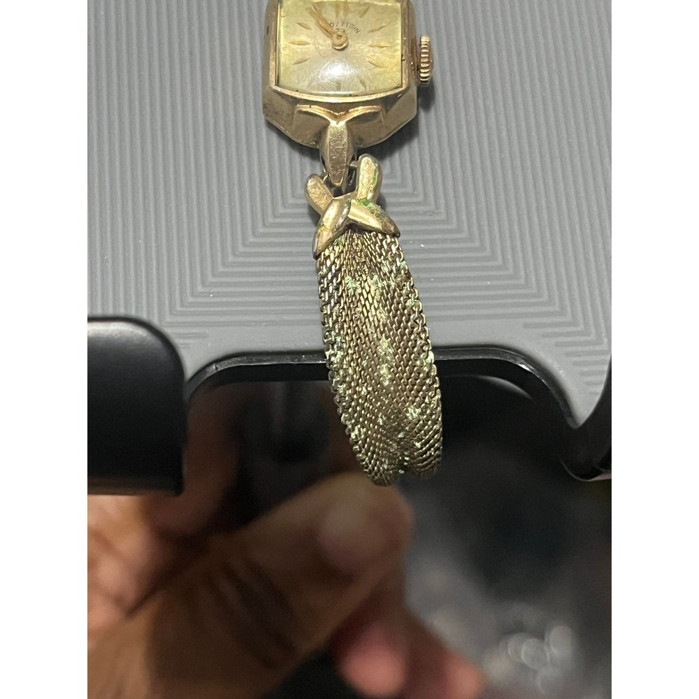 Lady Elgin 23 Jewels Vintage Watch 10K Gold Filled Hexagon Mesh Band -Untested - Picture 3 of 5